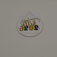 2026 New Year bauble ornament with decorative text and stars design for festive celebrations.