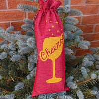 Personalised Wine Gift Bag - Custom Burlap Bottle Bag with Glitter Design
