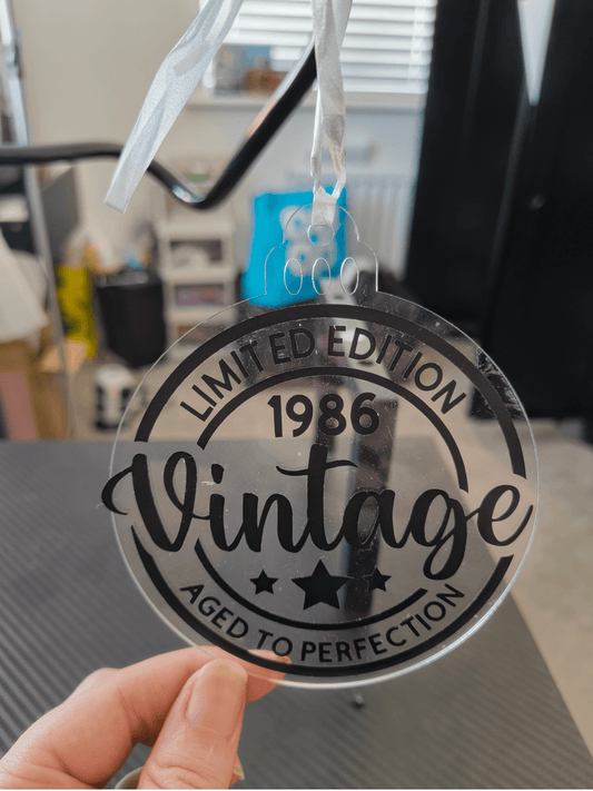 Personalised vintage bauble, limited edition, 1986, aged to perfection ornament for birthday celebrations.