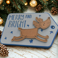 Merry and Bright Reindeer Christmas Gift Tag