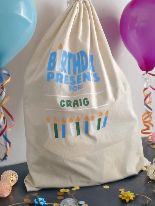 Personalised Birthday Gift Sack – Custom Gift Bag for Special Birthdays