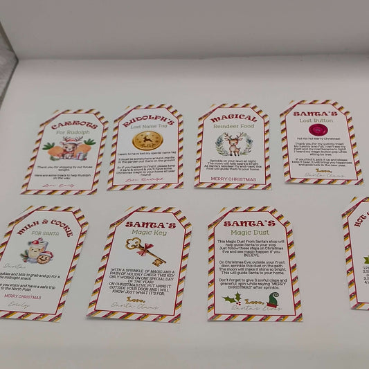Personalised Christmas Eve box set with festive labels for Santa's items and instructions