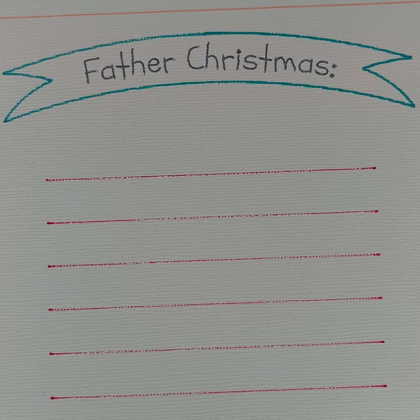 Personalised letter template for Father Christmas with empty lines for kids' wishes.