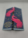 Handmade Diwali card featuring pink elephants and gold lotus on navy background for festive celebrations.