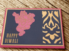 Personalised Diwali Envelope with Ganesha design in gold and pink, featuring 'Happy Diwali' greeting.