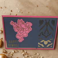 Personalised Diwali envelope featuring Ganesha design in pink and gold, celebrating Diwali with elegance.