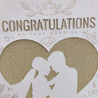 Gold Glitter Wedding Card, Handmade Luxury for Couple
