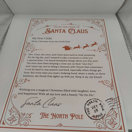 Personalised Santa letter from the North Pole with festive design and warm holiday message.