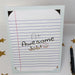Handmade encouragement greeting card with A+ Awesome Job message, photographed from a top-down angle with gold star confetti and pen for school or student celebration keywords.