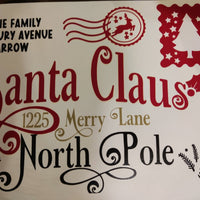 Personalised Santa Claus Envelope with family name and North Pole address design.