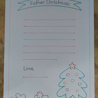 Personalised Father Christmas letter template with festive decorations for kids' wish lists.