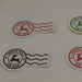 Christmas sticker sheet with North Pole Air Mail stamps in red, black, green