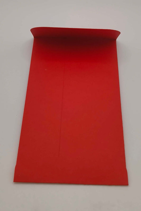 Inside view of red money envelope with open flap