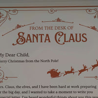 Personalised Santa letter showing festive design and message from Santa Claus, perfect Christmas keepsake.