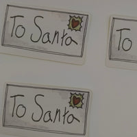 Rectangular βTo Santaβ Christmas stickers with hand-drawn style and holly stamp design