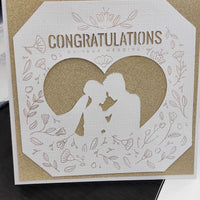 Gold Glitter Wedding Card, Handmade Luxury for Couple