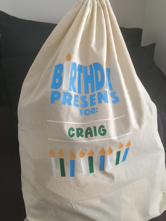 Personalised Birthday Gift Sack – Custom Gift Bag for Special Birthdays