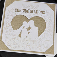 Gold Glitter Wedding Card, Handmade Luxury for Couple