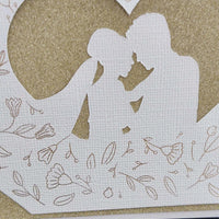 Gold Glitter Wedding Card, Handmade Luxury for Couple