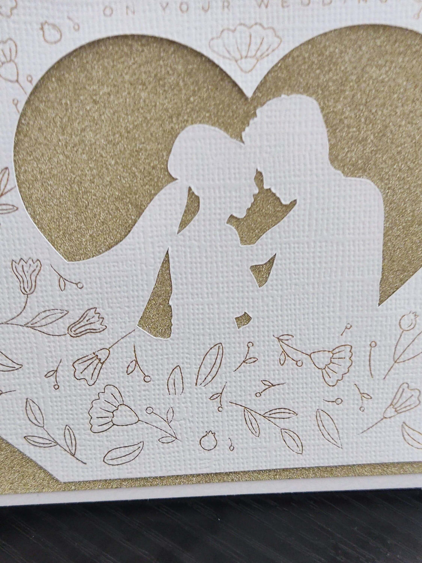 Gold Glitter Wedding Card, Handmade Luxury for Couple