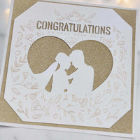 Gold Glitter Wedding Card, Handmade Luxury for Couple