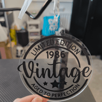 Personalised vintage bauble, limited edition, 1986, aged to perfection ornament for birthday celebrations.