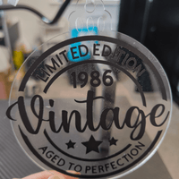 Personalised 1986 vintage bauble ornament, limited edition, aged to perfection gift for special birthdays.