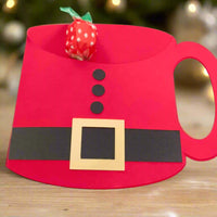 Handmade Santa suit mug-shaped gift card holder, ideal for Christmas gifts, stocking fillers, or festive table favours – chocolates not included – PezzyWezziesPrezzies holiday crafts.