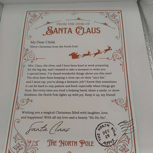 Personalised Santa letter from the North Pole with festive design and heartfelt message.