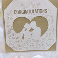 Gold Glitter Wedding Card, Handmade Luxury for Couple
