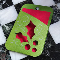 Holly Gift Card Holder in Green and Red, perfect for Christmas gift card presentation.