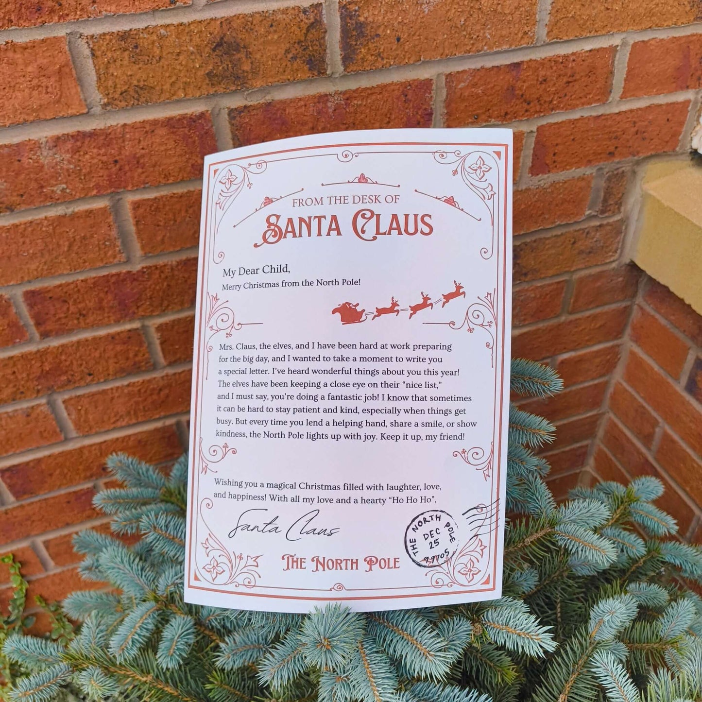 Personalised Santa letter from Santa Claus, featuring festive design and North Pole theme.