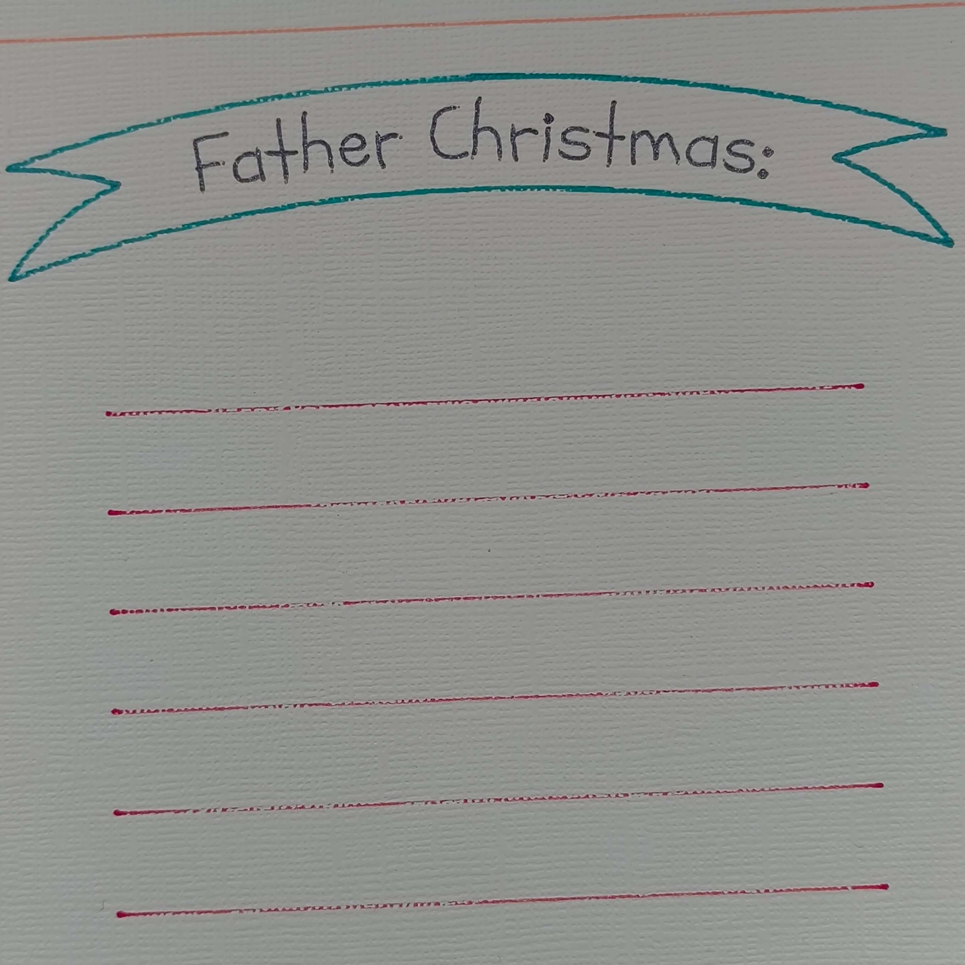 Personalised letter template for Father Christmas with empty lines for kids' wishes.