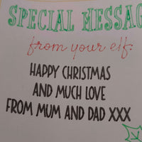 Personalised Elf Special Message Sticker for Christmas gifts, featuring hand-drawn holly and festive lettering