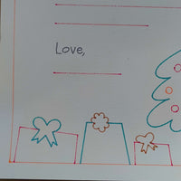 Personalised Father Christmas letter template featuring festive gifts and a Christmas tree design.