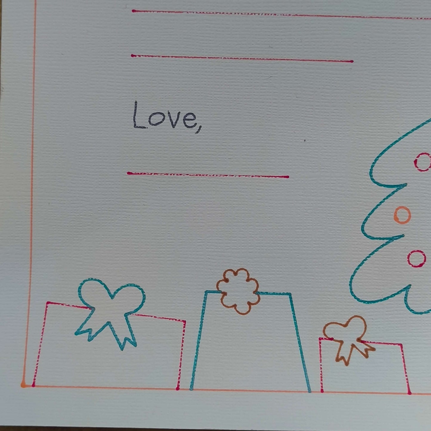 Personalised Father Christmas letter template featuring festive gifts and a Christmas tree design.