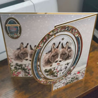 Handmade donkey Christmas card featuring a snowy scene and luxury gold foiling, perfect for someone very special.