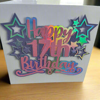 17th Birthday Card – Handmade Layered Stars Design for Teens