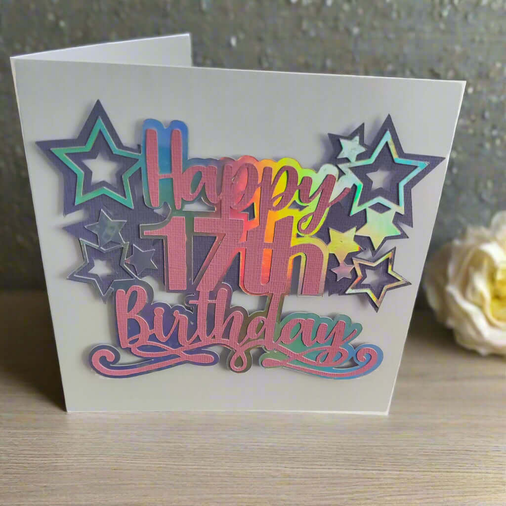 17th Birthday Card – Handmade Layered Stars Design for Teens