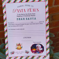 Official letter to Santa Claus included in personalised Christmas Eve box set, designed for children's Christmas wishes.