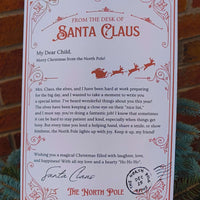 Personalised Santa letter from the North Pole with festive design and heartfelt message for children.