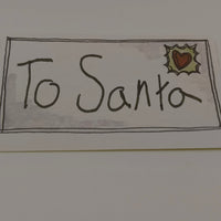 Single To Santa Christmas sticker with hand-drawn lettering and holly stamp